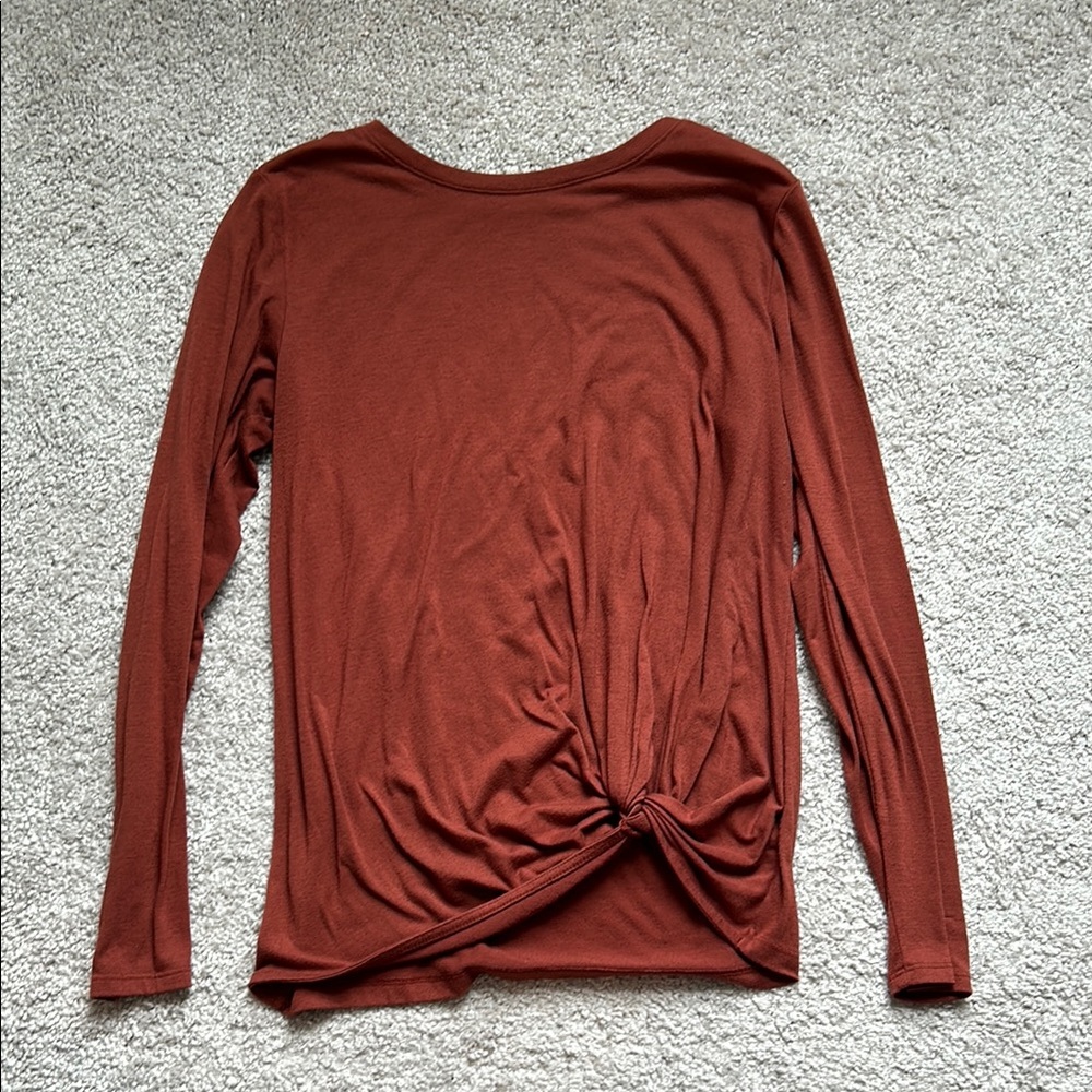 LOFT Burgundy Tie Front Blouse